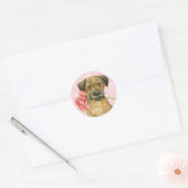 Valentine Rose Border Terrier Runder Aufkleber (Umschlag)