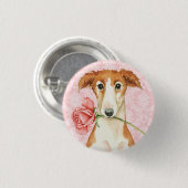 Valentine Rose Borzoi Button (Vorne & Hinten)