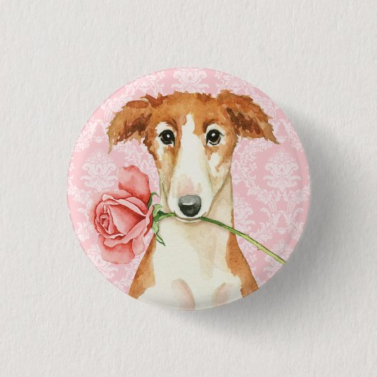 Valentine Rose Borzoi Button (Vorderseite)