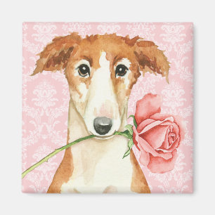 Valentine Rose Borzoi Magnet