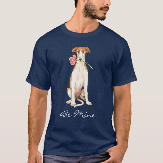 Valentine Rose Borzoi T-Shirt (Vorderseite)
