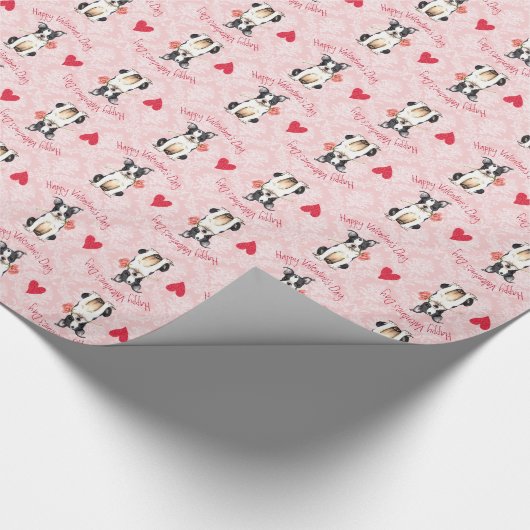 Valentine Rose Boston Terrier Geschenkpapier (Ecke)