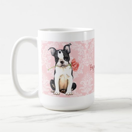 Valentine Rose Boston Terrier Kaffeetasse (Links)