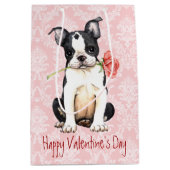 Valentine Rose Boston Terrier Mittlere Geschenktüte (Vorderseite)