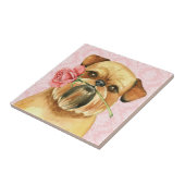 Valentine Rose Brussels Griffon Fliese (Seite)