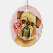 Valentine Rose Brussels Griffon Keramik Ornament (Rechts)