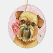 Valentine Rose Brussels Griffon Keramik Ornament (Links)