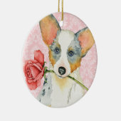 Valentine Rose Cardigan Welsh Corgi Keramikornament (Rechts)