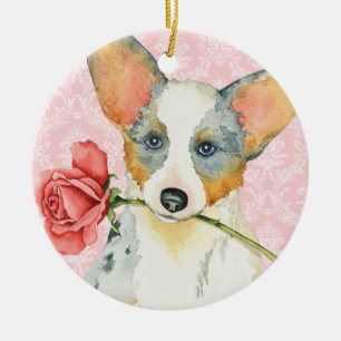 Valentine Rose Cardigan Welsh Corgi Keramikornament