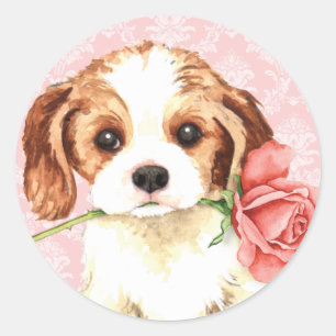 Valentine Rose Cavalier Runder Aufkleber