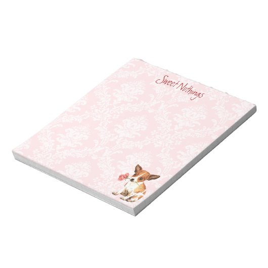 Valentine Rose Chihuahua Notizblock (Rotiert)