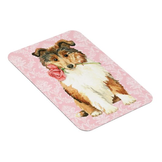 Valentine Rose Collie Magnet (Rechte Seite)