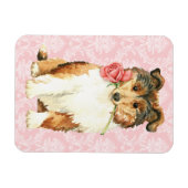 Valentine Rose Collie Magnet (Horizontal)
