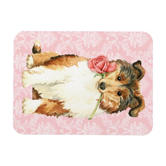 Valentine Rose Collie Magnet (Horizontal)