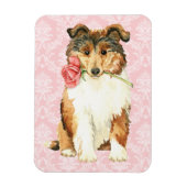 Valentine Rose Collie Magnet (Vertikal)