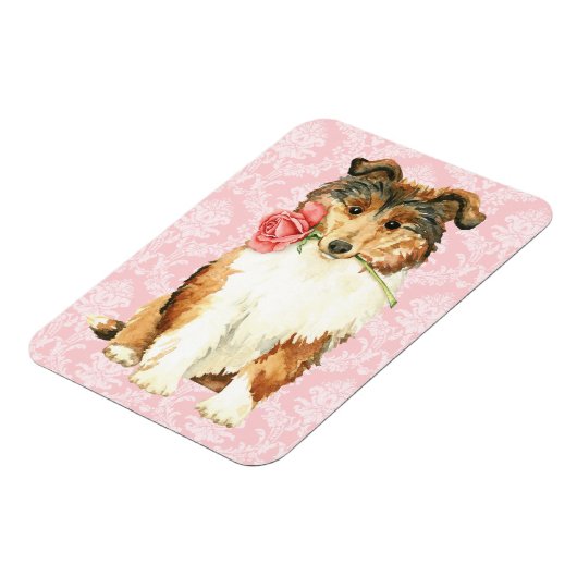 Valentine Rose Collie Magnet (Linke Seite)