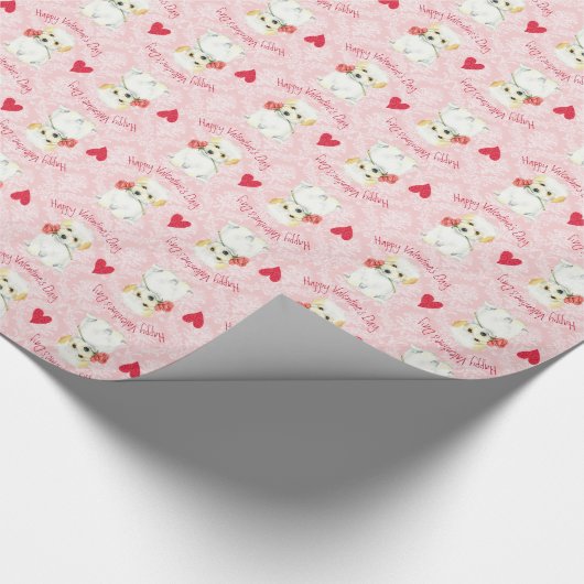 Valentine Rose Coton de Tulear Geschenkpapier (Ecke)