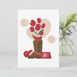 Valentine Rose Cowboy Boot Feiertagskarte