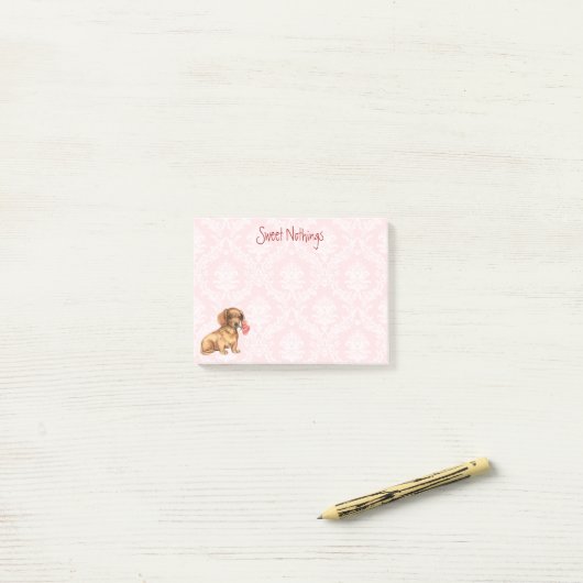 Valentine Rose Dackel Post-it Klebezettel (Auf Schreibtisch)