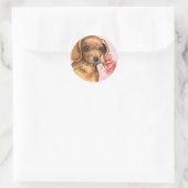 Valentine Rose Dackel Runder Aufkleber (Tasche)