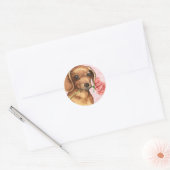 Valentine Rose Dackel Runder Aufkleber (Umschlag)