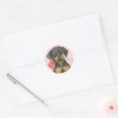 Valentine Rose Doberman Runder Aufkleber (Umschlag)