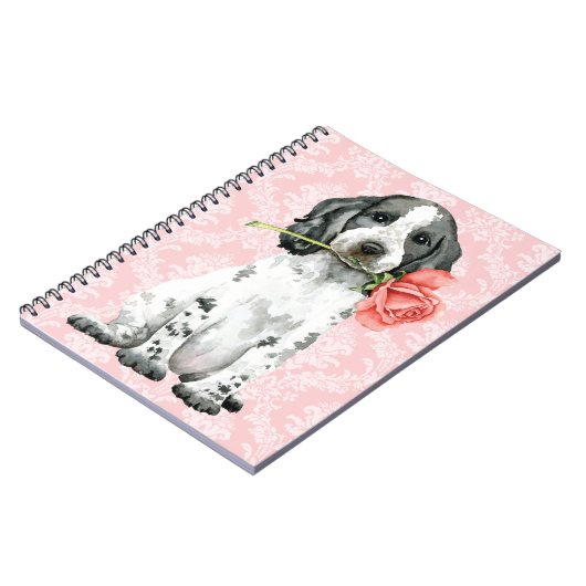 Valentine Rose English Cocker Spaniel Notebook Notizblock (Linke Seite)