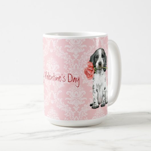 Valentine Rose English Cocker Spanisch Kaffee Tass Kaffeetasse (VorderseiteRechts)