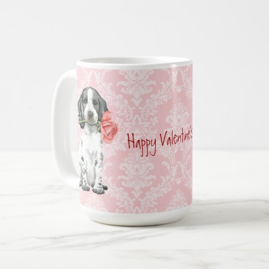 Valentine Rose English Cocker Spanisch Kaffee Tass Kaffeetasse (Vorderseite Links)