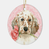 Valentine Rose English Setter Keramikornament (Links)