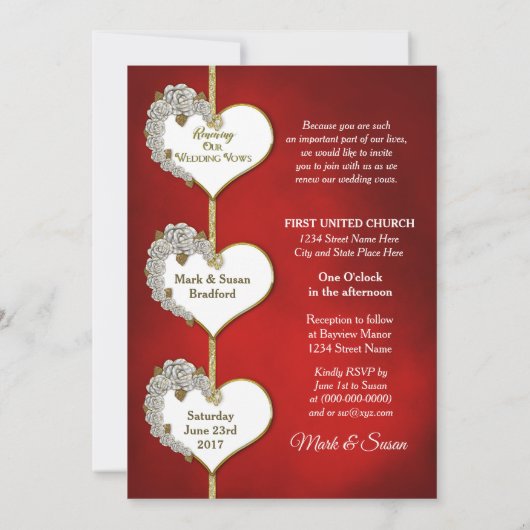 Valentine/Rose - Erneuerende Hochzeitssöhne Invivi Einladung (Rückseite)