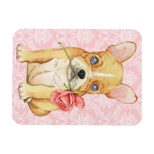 Valentine Rose Frenchie Magnet (Horizontal)