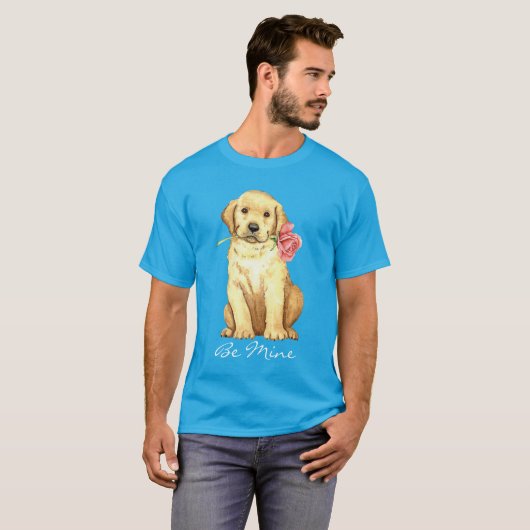 Valentine Rose Gelbe Labrador T-Shirt (Vorne ganz)