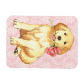 Valentine Rose Golden Retriever Magnet (Horizontal)