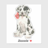 Valentine Rose Great Dane Vinyl Sticker (Blatt)