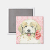 Valentine Rose Große Pyrenäen Magnet (Vorderseite/Rückseite)