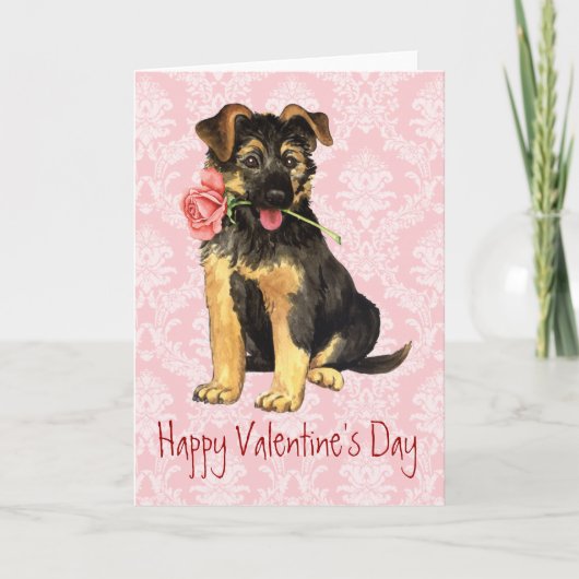 Valentine Rose GSD Feiertagskarte (Vorderseite)