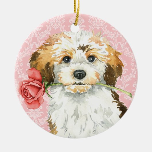 Valentine-Rose Havanese Keramik Ornament (Vorne)
