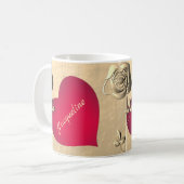 Valentine Rose & Herz Kaffeetasse (Vorderseite Links)