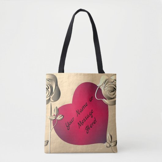 Valentine Rose & Herz Tasche (Vorderseite)