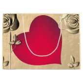 Valentine Rose & Herzbeutel Große Geschenktüte (Vorderseite)