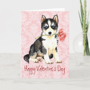 Valentine Rose Husky Feiertagskarte