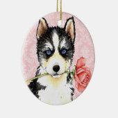 Valentine Rose Husky Keramikornament (Rechts)