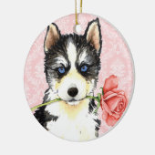 Valentine Rose Husky Keramikornament (Links)