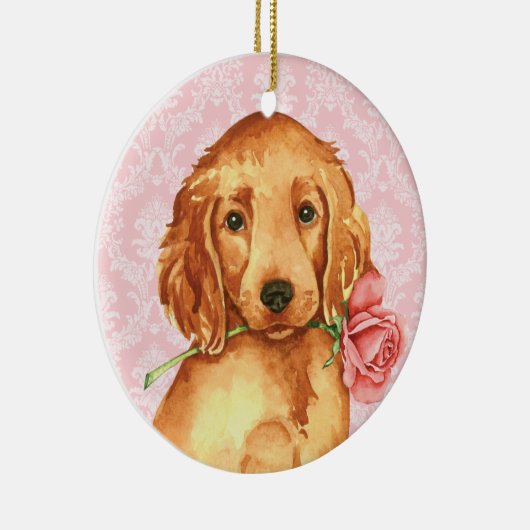 Valentine Rose Irish Setter Keramik Ornament (Rechts)