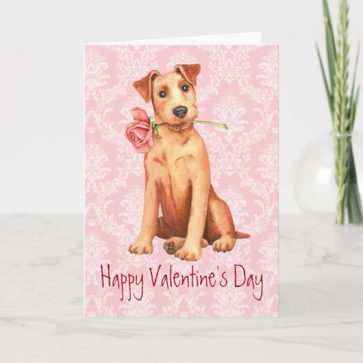 Valentine Rose Irish Terrier Feiertagskarte (Vorderseite)