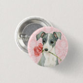Valentine Rose Italian Greyhound Button (Vorne & Hinten)
