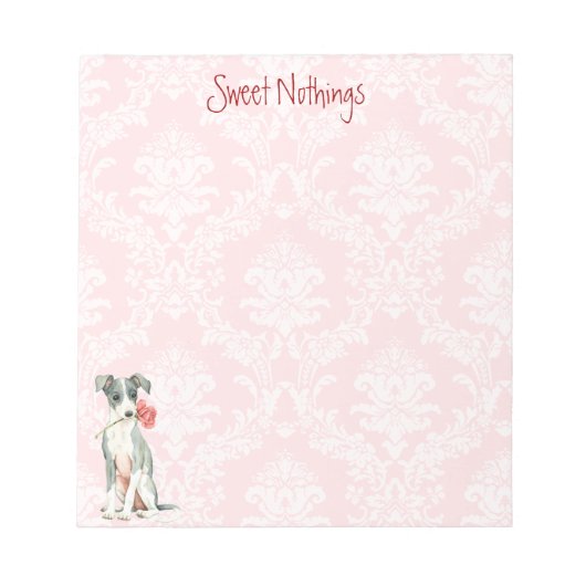 Valentine Rose Italian Greyhound Notizblock (Vorderseite)