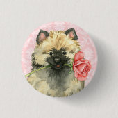 Valentine Rose Keeshond Button (Vorderseite)