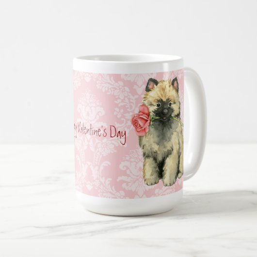 Valentine Rose Keeshond Kaffeetasse (VorderseiteRechts)